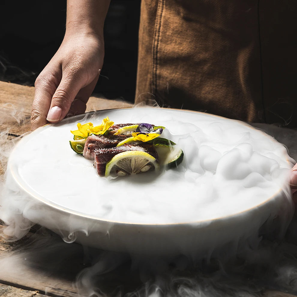 Plato Vajilla Sushi borde Gold para hielo seco 30x4.5cm