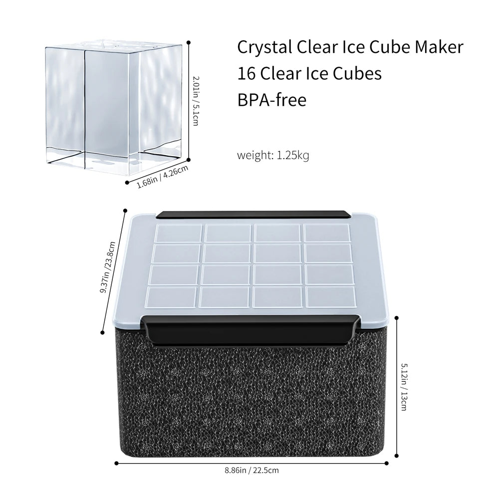 Bandeja para 16 cubitos de hielo transparente 4.2*4.2cm.