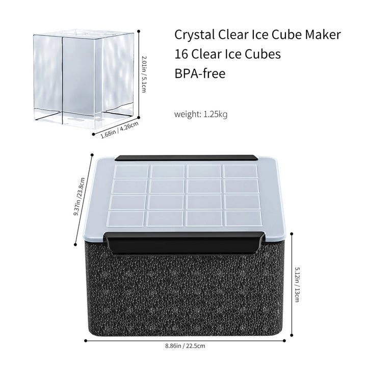 Bandeja para 16 cubitos de hielo transparente 4.2*4.2cm.