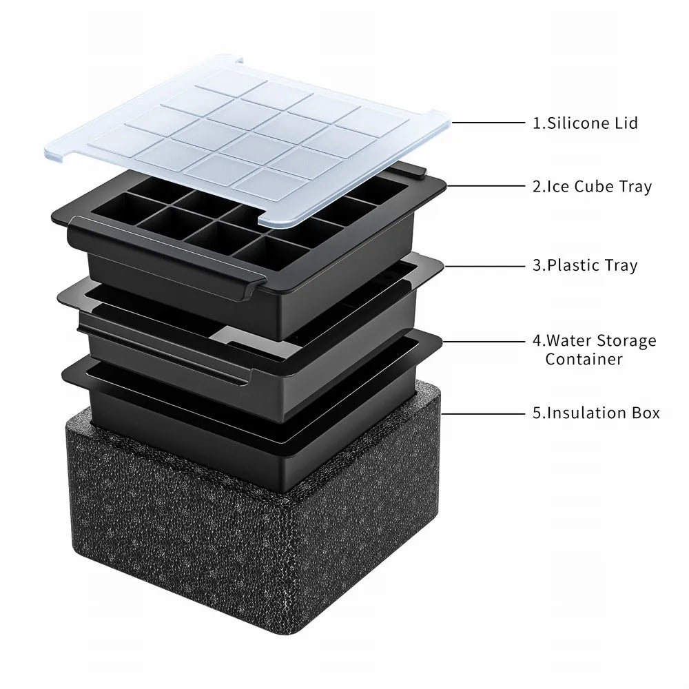 Bandeja para 16 cubitos de hielo transparente 4.2*4.2cm.