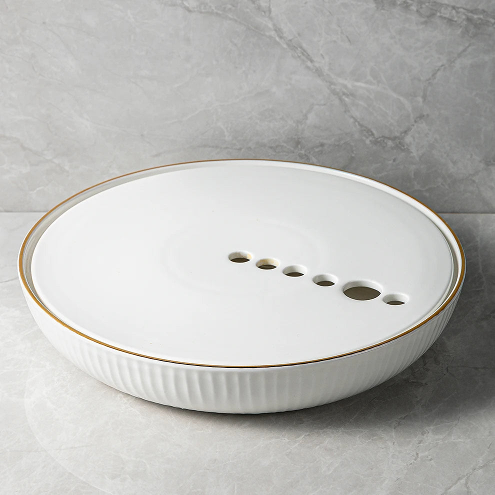 Plato Vajilla Sushi borde Gold para hielo seco 30x4.5cm