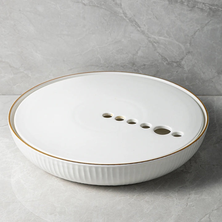 Plato Vajilla Sushi borde Gold para hielo seco 30x4.5cm