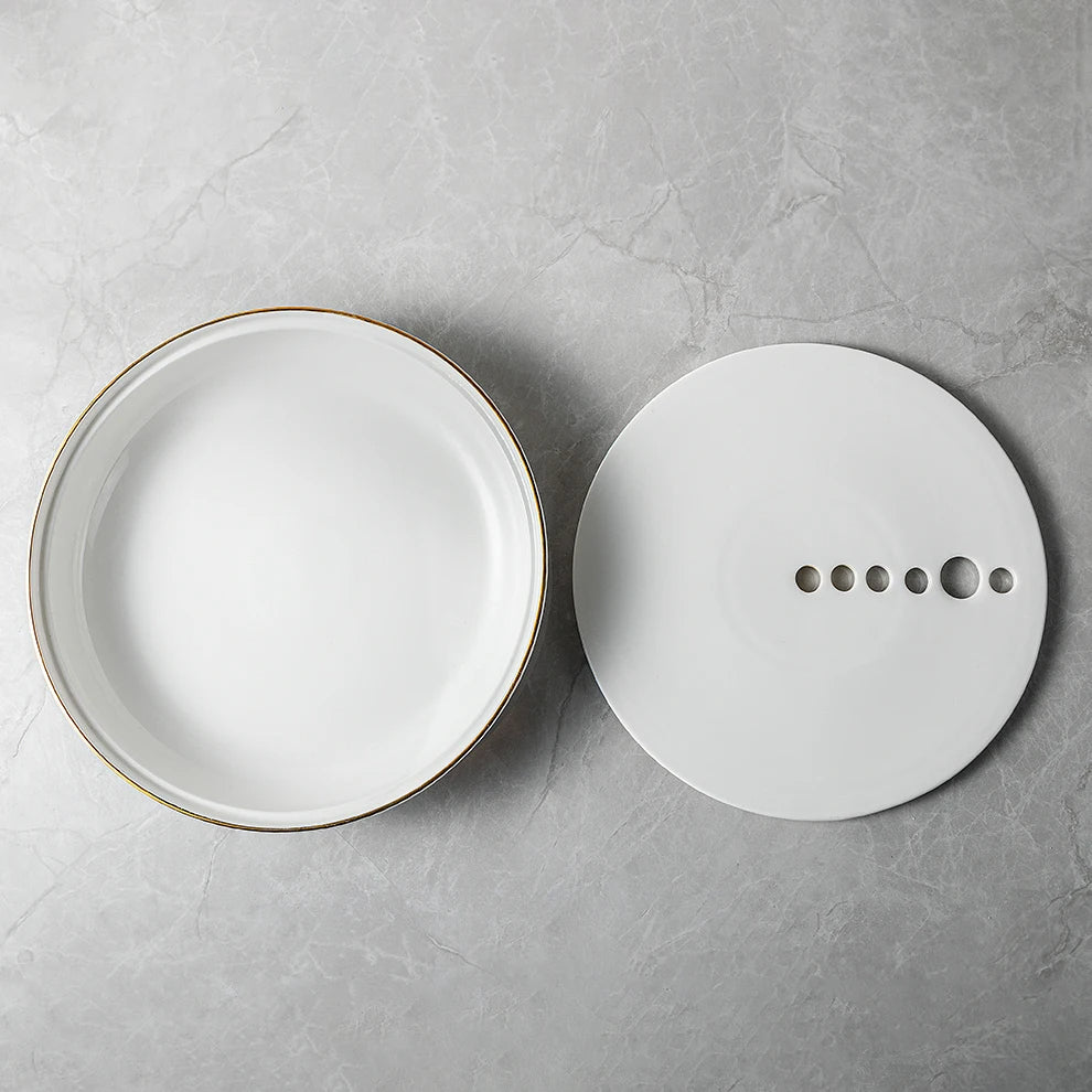 Plato Vajilla Sushi borde Gold para hielo seco 30x4.5cm