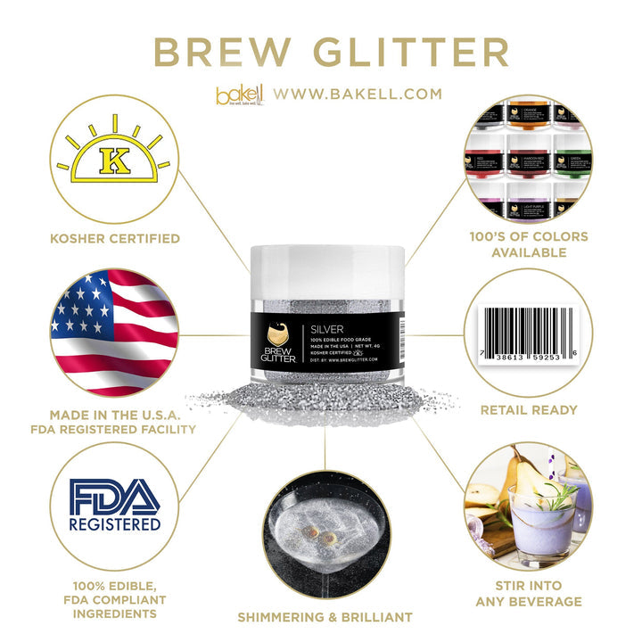 Brew Glitter silver 4 g | Brillo de bebida de cóctel