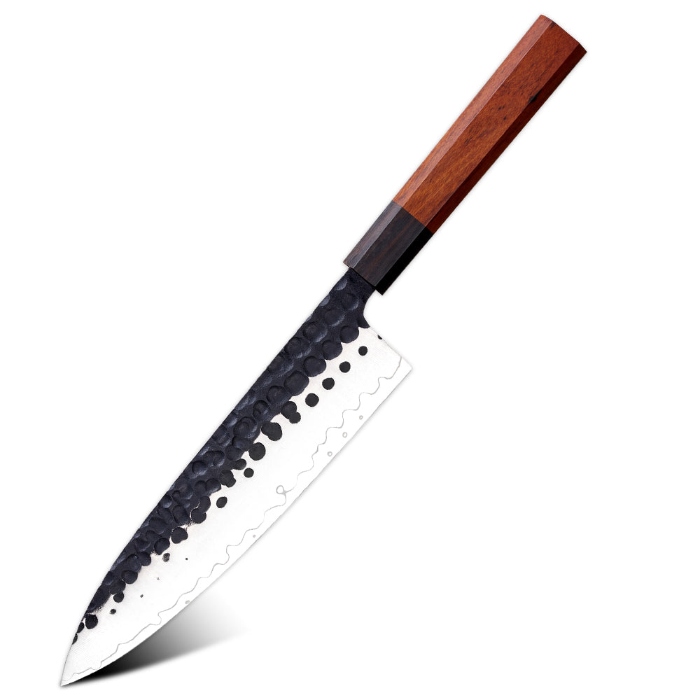Cuchillo Chef #8, mango forjado, hoja de acero negro de alto carbono