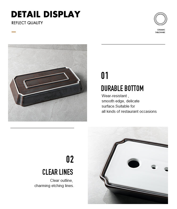 Plato Sushi para hielo seco 33.5X11.5X4.2cm.