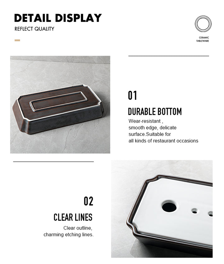 Plato Sushi para hielo seco 33.5X11.5X4.2cm.