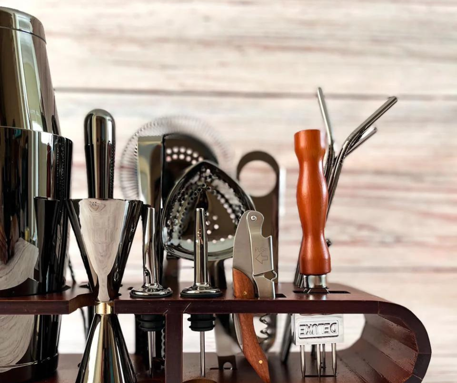 Kit Profesional Bartender, 20pzs acero Premium color negro.