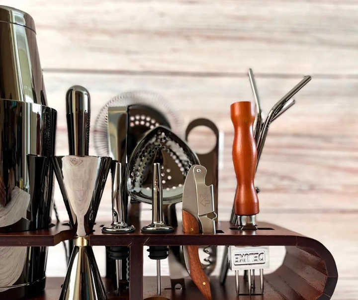 Kit Profesional Bartender, 20pzs acero Premium color negro.