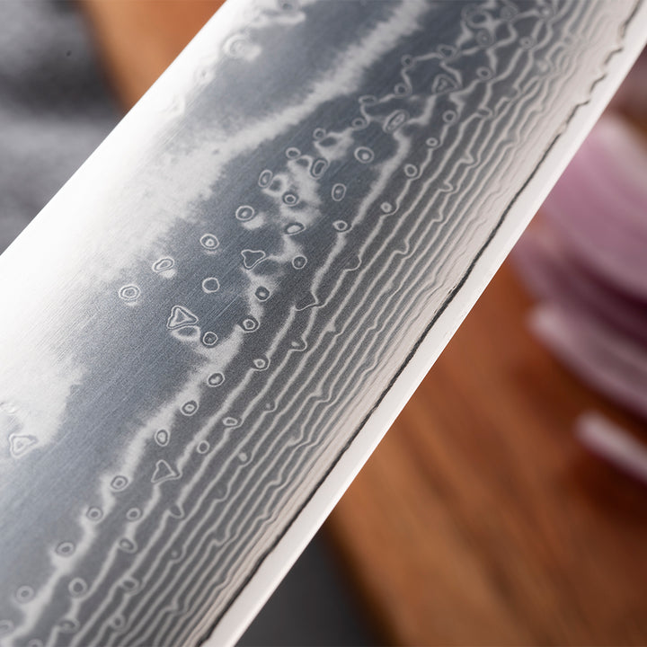 Cuchillo Chef #8 “Centinela” – Damasco 67 capas, núcleo 10Cr.