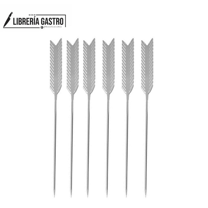 Palillos Flecha de acero inoxidable para cóctel, 5 piezas.
