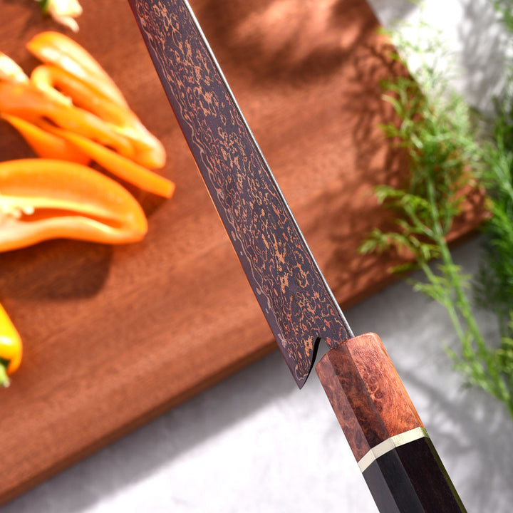 Cuchillo Santoku #7 Japones, Damasco 37 capas, núcleo 10Cr15CoMoV.