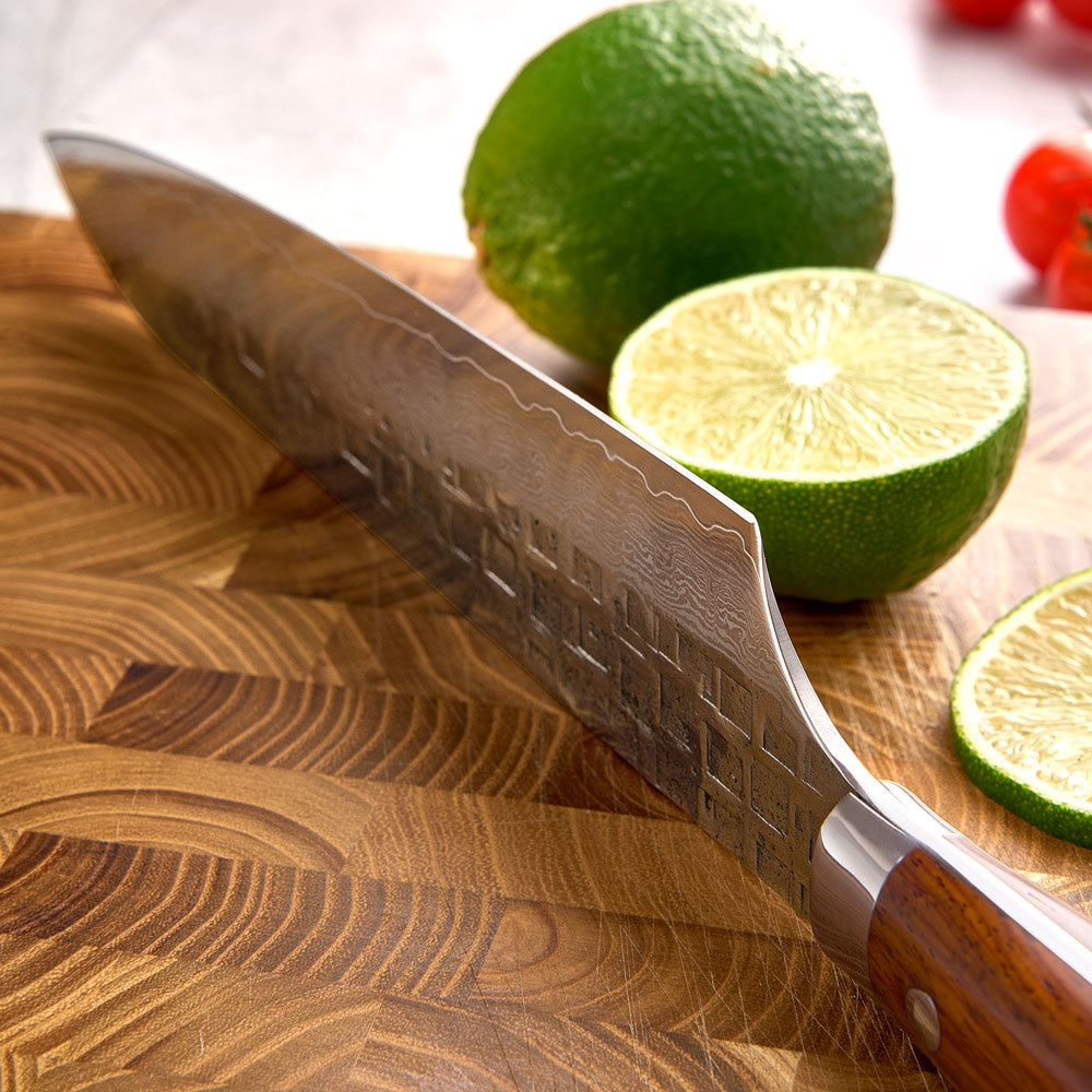 Cuchillo Santoku #6 Japones, 67 capas de acero Damasco forjado