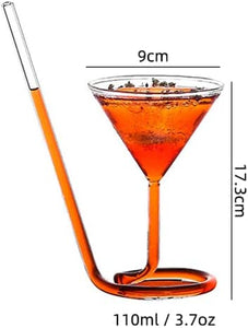 Vaso de cóctel en espiral, diseño de Martini giratorio, cola larga 110ml (SET X6)