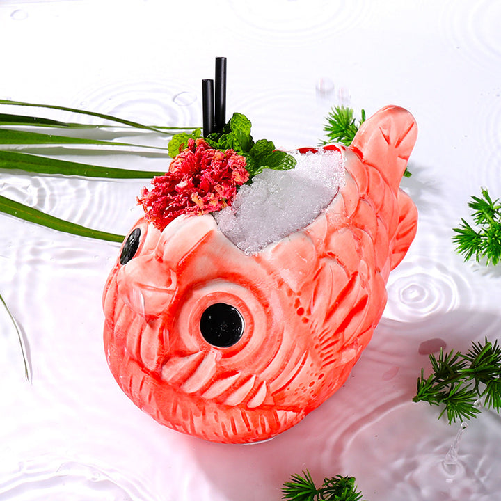 Tiki creativa de piraña 3D  660ml, flujo de pescado aterrador, TIKI, sirena.