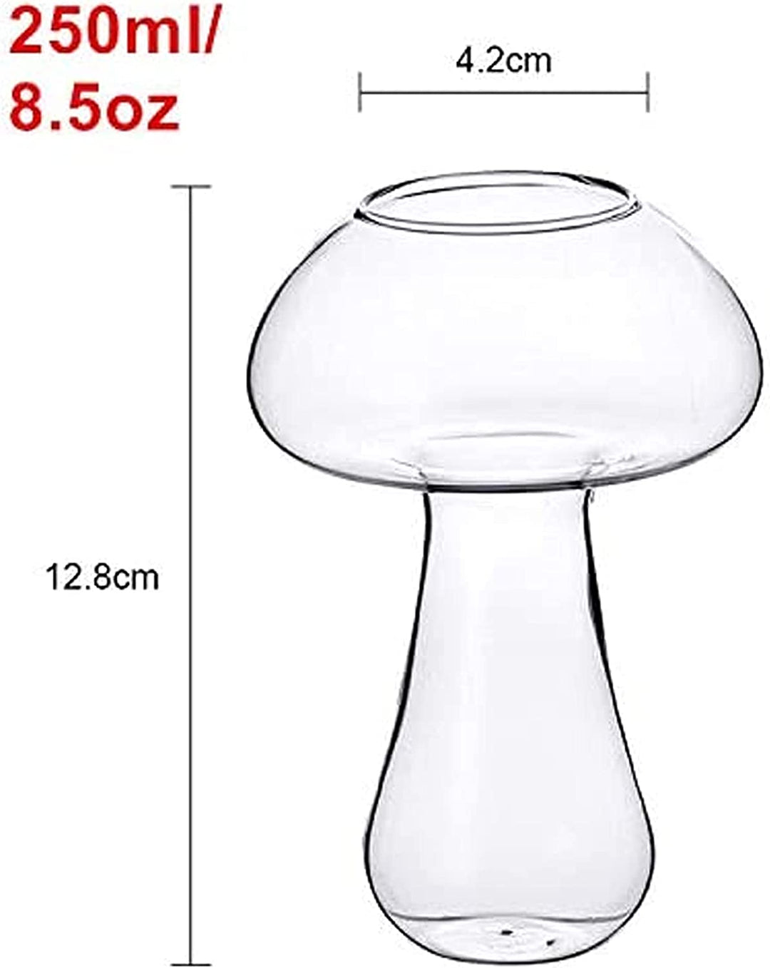 Vaso de hongo creativo 250ml, vaso de cóctel con forma de hongo transparente.