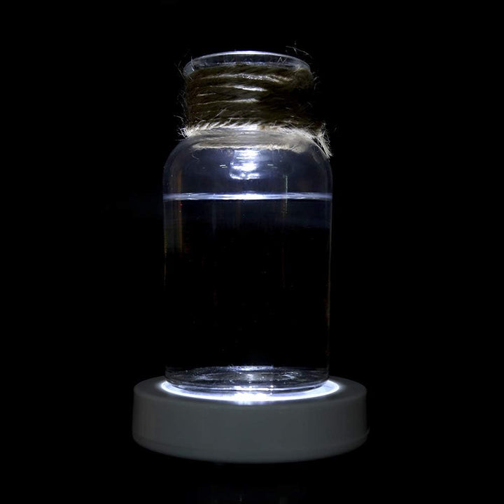 Portavasos de cristal transparente con luz LED blanco