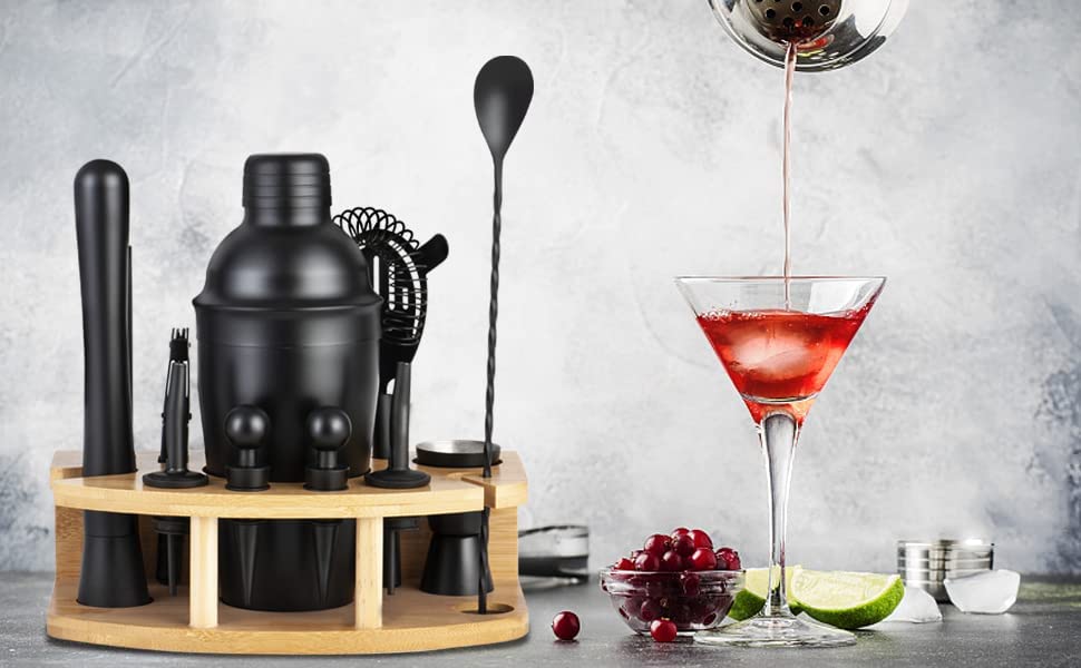 Kit de Bartender, color negro mate 12 piezas.