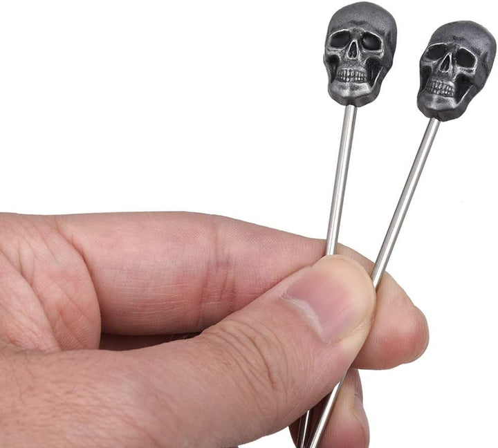 Puas de cóctel de calavera, reutilizables de acero inoxidable (set x 6)