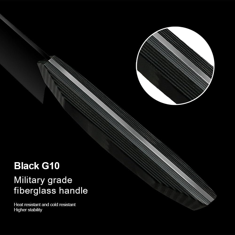 Cuchillo Kiritsuke negro mate #8, acero 440C con revestimiento de titanio invertido