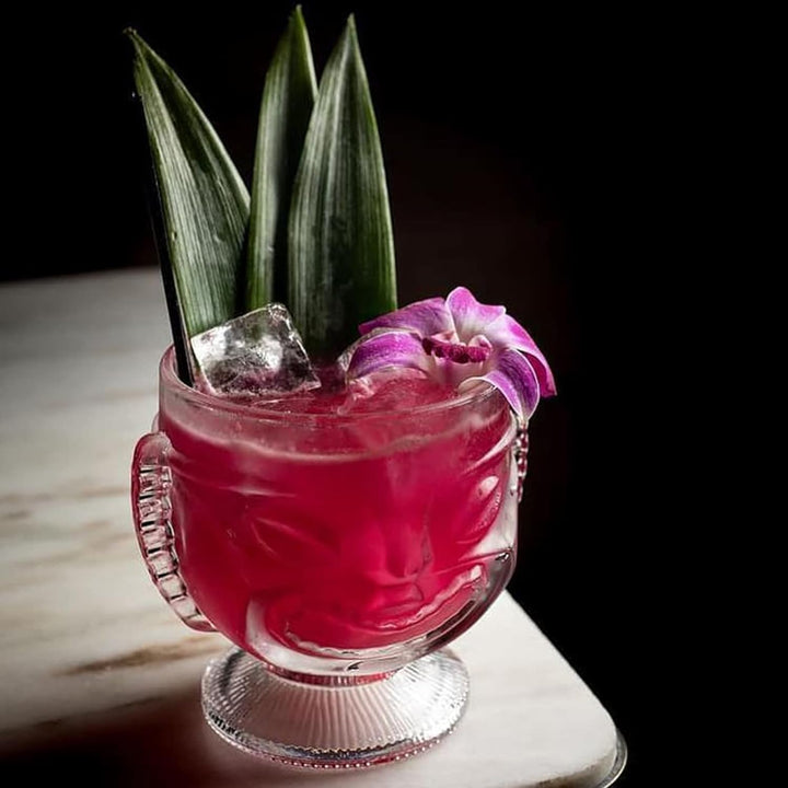 Tiki de 14 onzas, juego de tazas Tiki transparentes modernas,