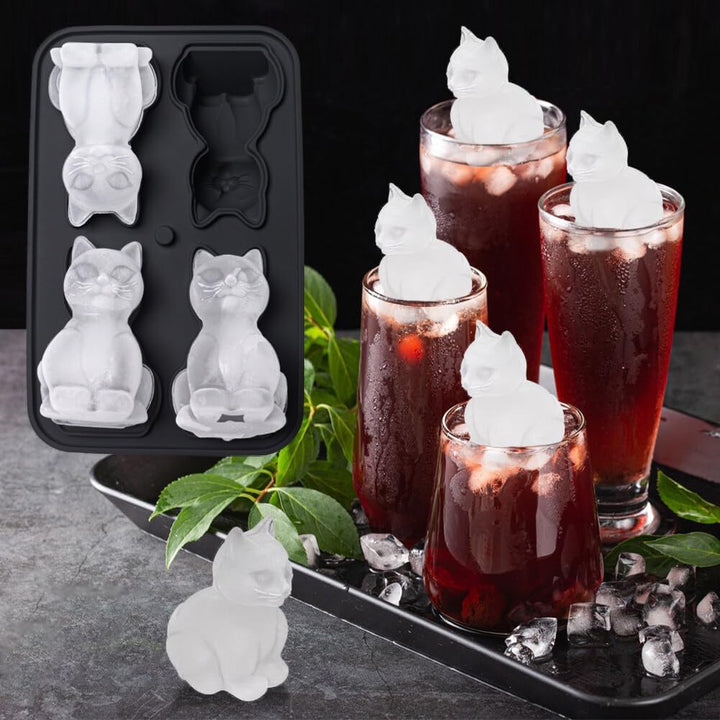 Bandeja de cubitos de hielo, moldes modelo gato 7cm