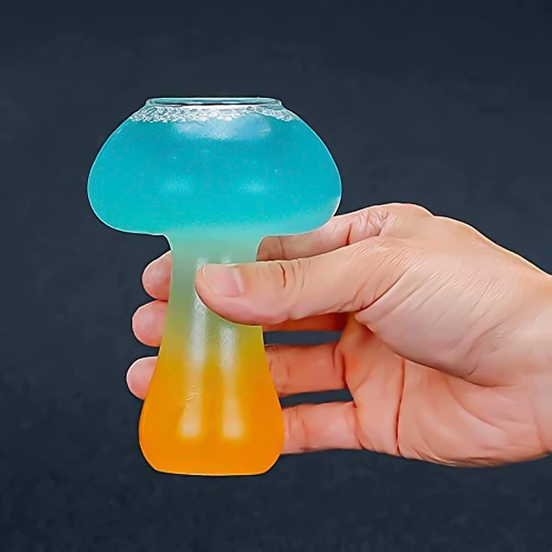Vaso de hongo creativo 250ml, vaso de cóctel con forma de hongo transparente.
