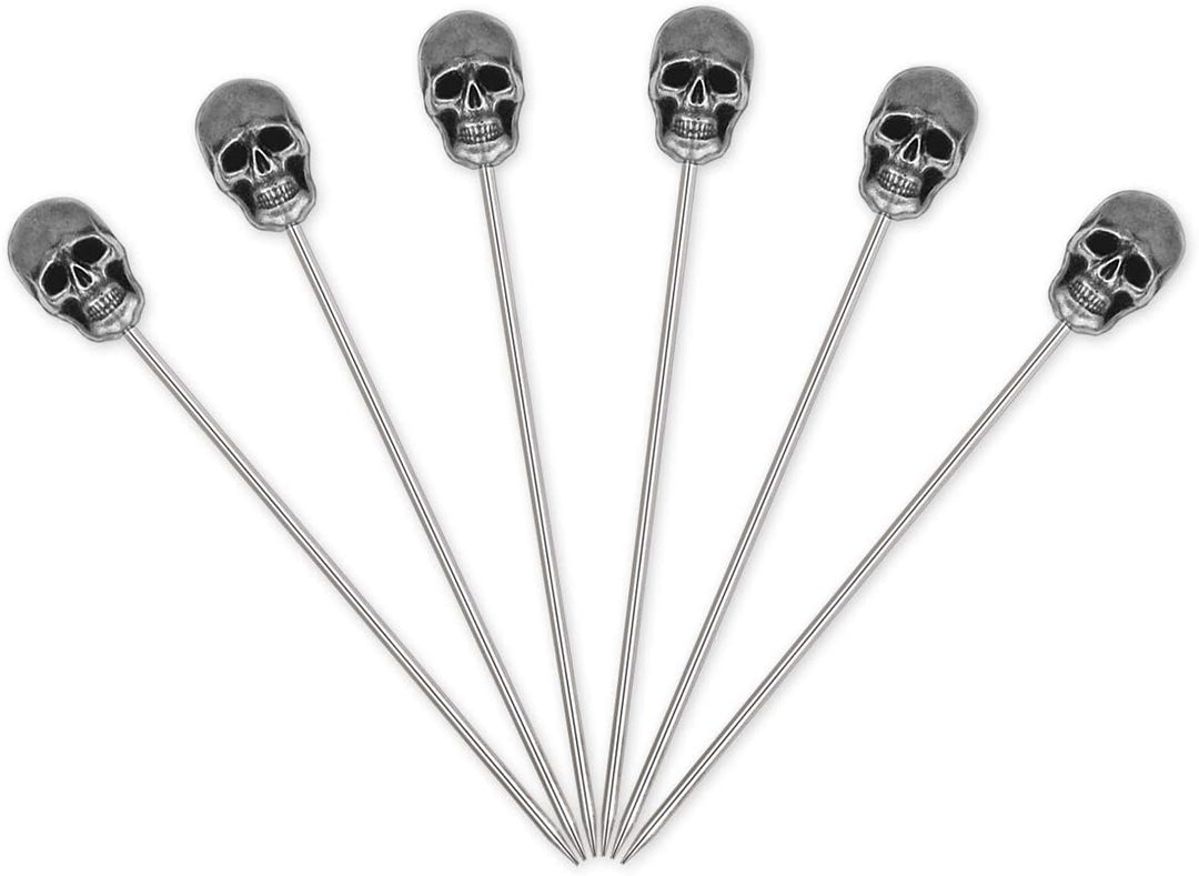 Puas de cóctel de calavera, reutilizables de acero inoxidable (set x 6)