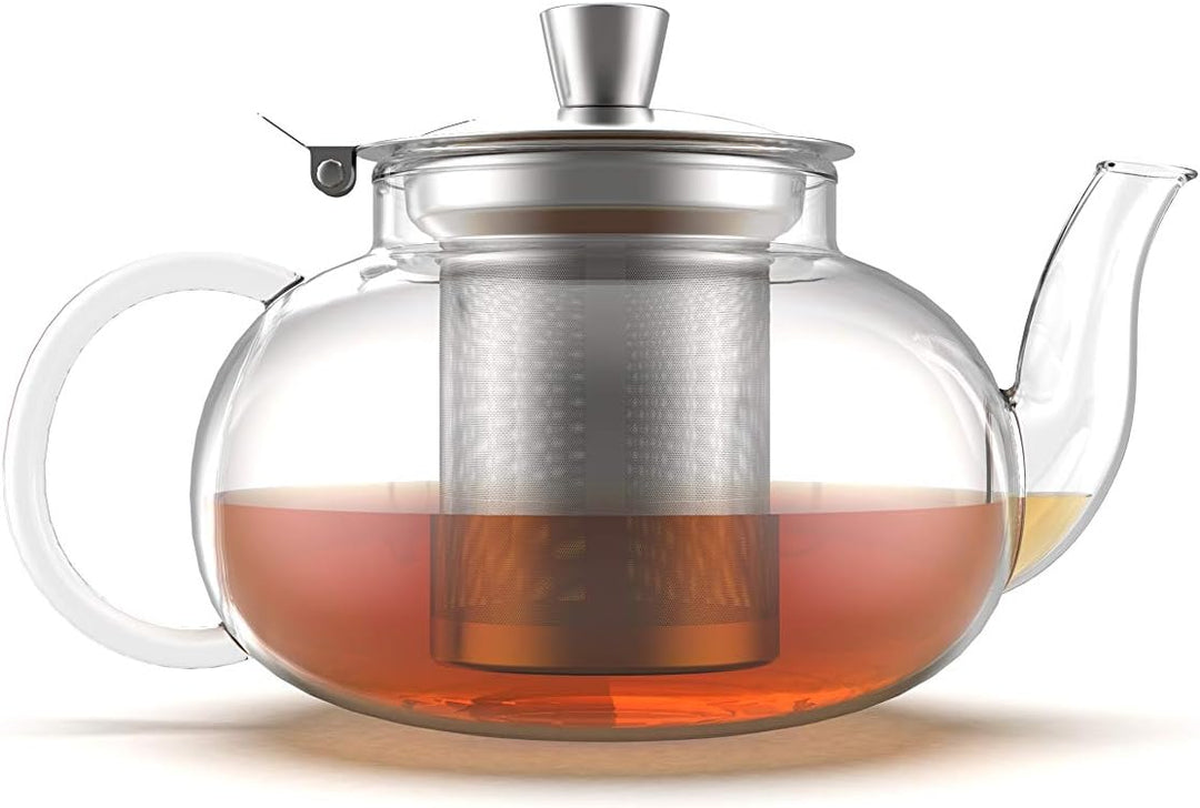 Tetera de compatible con estufa, 800 ml, con infusor extraíble de acero inoxidable.