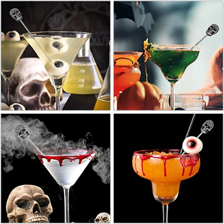 Puas de cóctel de calavera, reutilizables de acero inoxidable (set x 5)