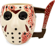 Cargar imagen en el visor de la galería, Silver Buffalo Warner Bros Friday The 13th Jason Máscara con cuchillo de cerámica para café esculpido 3D,