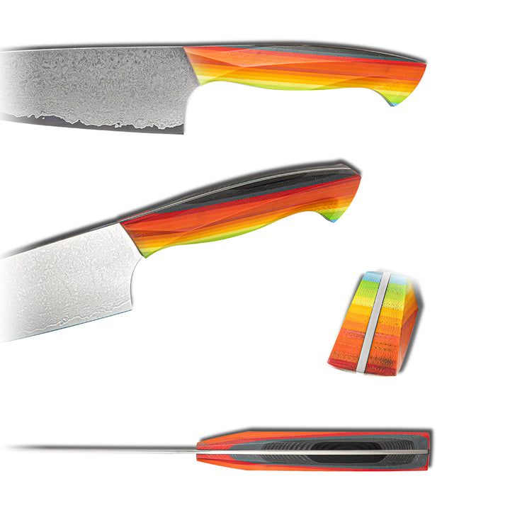 Cuchillo Chef #8 Japones, acero de Damasco de 67 capas y núcleo VG10