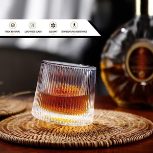 Vaso de whisky 265ml, de estilo antiguo con fondo esférico giratorio de cristal para cóctel.