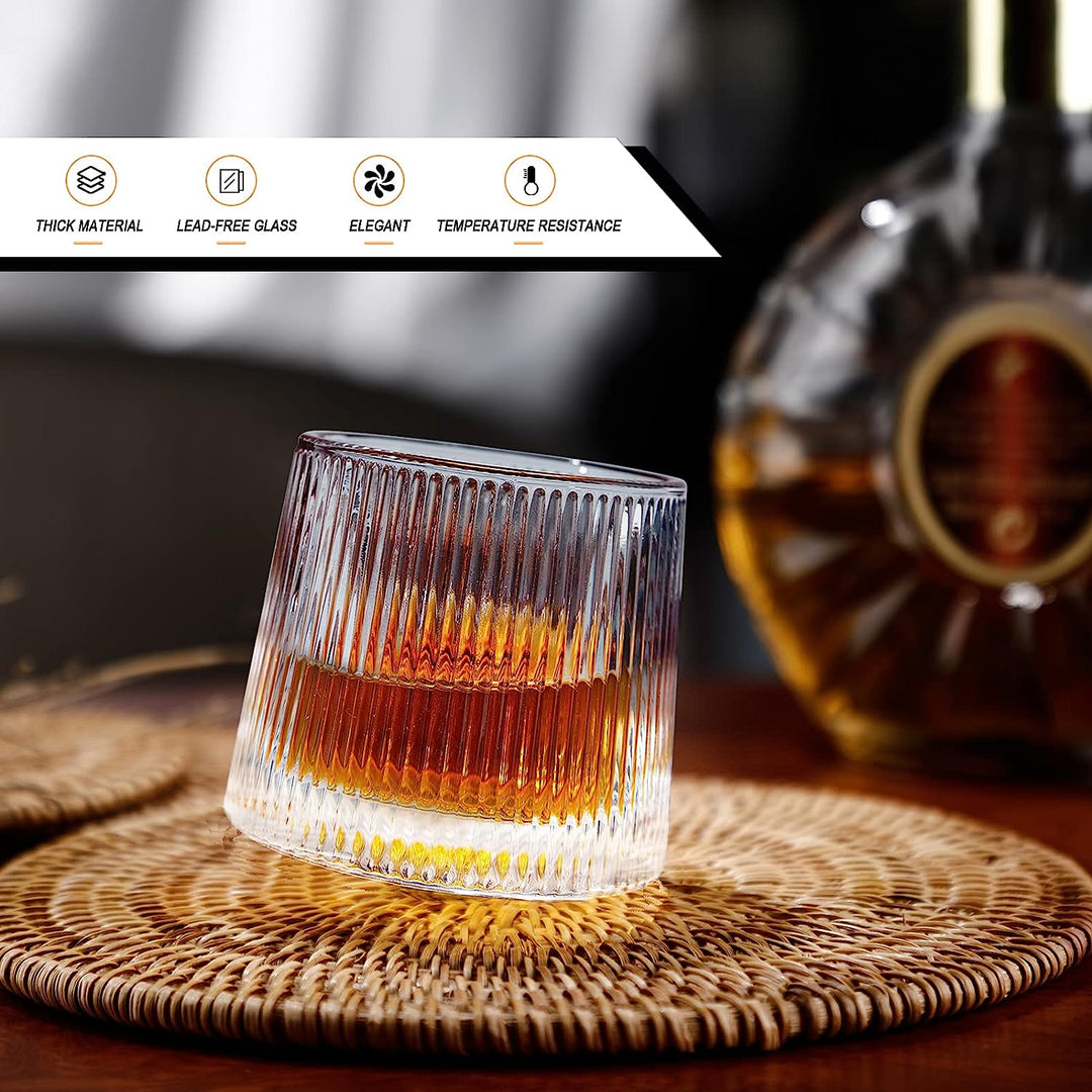 Vaso de whisky 265ml, de estilo antiguo con fondo esférico giratorio de cristal para cóctel. (SET X 6)