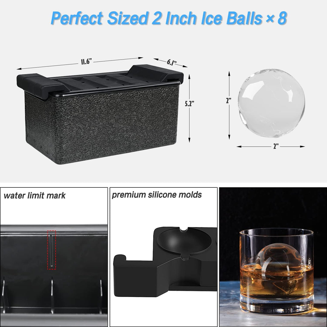 Bandeja Ice Sphere 5cm dia, para 8 esferas transparentes.
