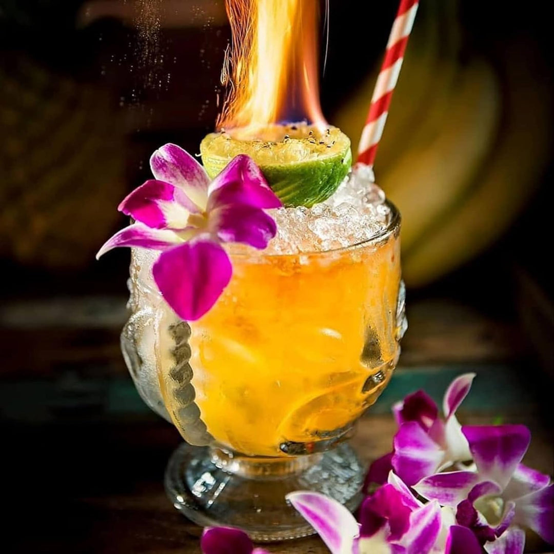 Tiki de 14 onzas, juego de tazas Tiki transparentes modernas,