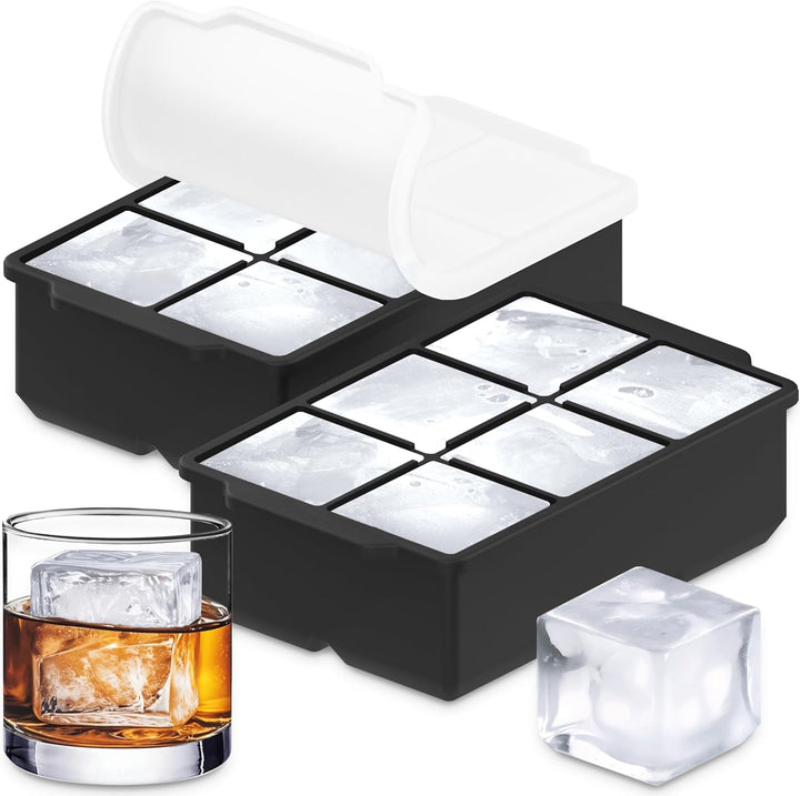 Bandeja de hielo de silicona de grado alimenticio, 6 cubos 5cm con tapa