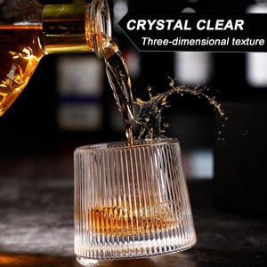 Vaso de whisky 265ml, de estilo antiguo con fondo esférico giratorio de cristal para cóctel.