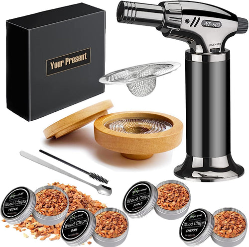 Kit Ahumador de cócteles, cuatro tipos de chips ahumadores de madera para whisky y bourbon.