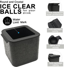 Cargar imagen en el visor de la galería, MOLDE Máquina de hielo de diá. 6 cm,  transparente Crystal Sphere – Molde de silicona para hacer bolas de hielo de 4 agujeros de 24 pulgadas bandejas redondas.