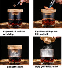 Cargar imagen en el visor de la galería, Kit Ahumador de cócteles, cuatro tipos de chips ahumadores de madera para whisky y bourbon.