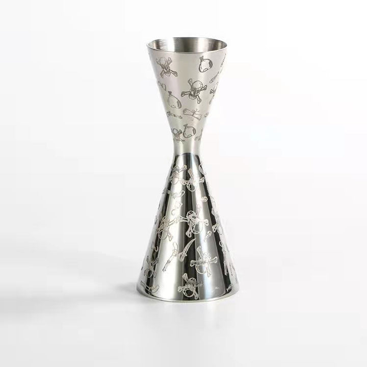 JIGGER ALTO 30/60 ML DISEÑO JAPONES SKULL SILVER