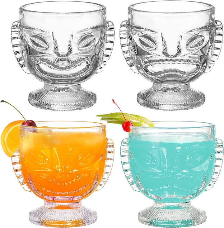 Tiki de 14 onzas, juego de tazas Tiki transparentes modernas,