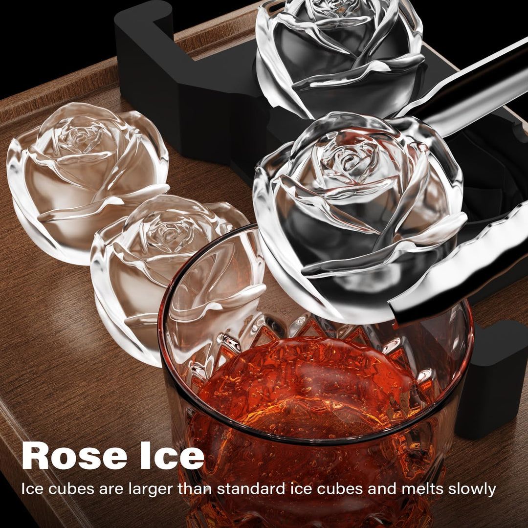 Bandeja Rose Clear Ice Cube Maker de 2.35 cm dia, 2 rosas.