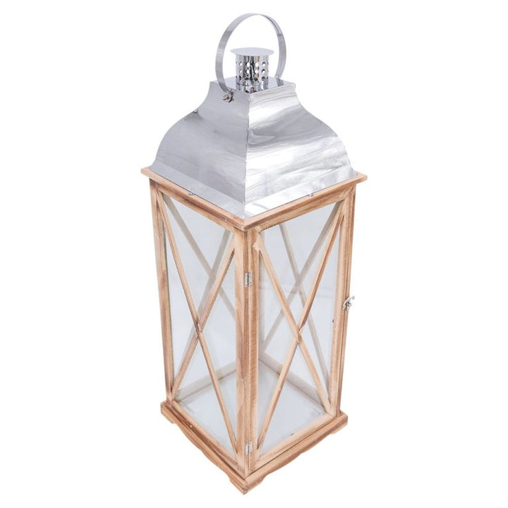 Farol de madera con láminas de vidrio – madera vintage, alto41x18x18