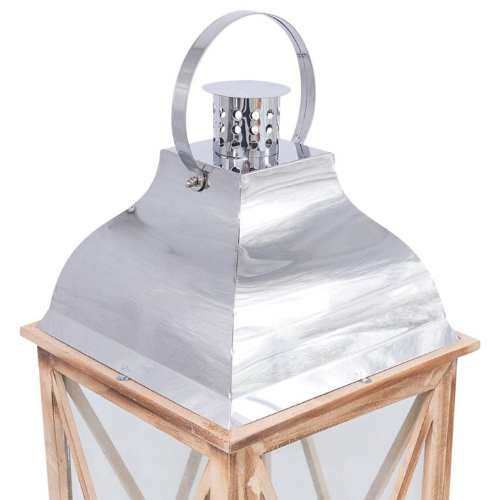 Farol de madera con láminas de vidrio – madera vintage, alto41x18x18