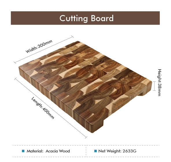 Tabla de Corte Profesional de Madera de Acacia – End Grain