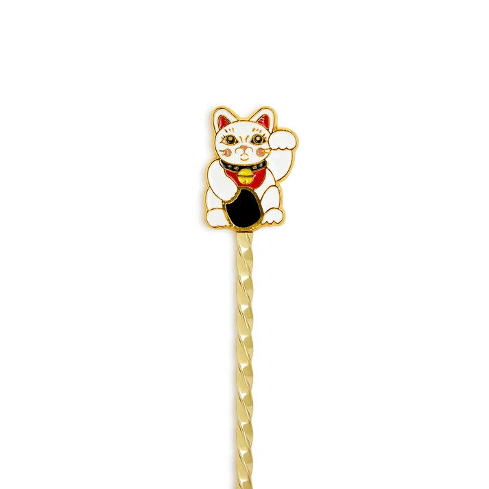 LUCKY CAT BARSPOON GOLD-PLATED / 29.5cm Cocktail Kingdon.