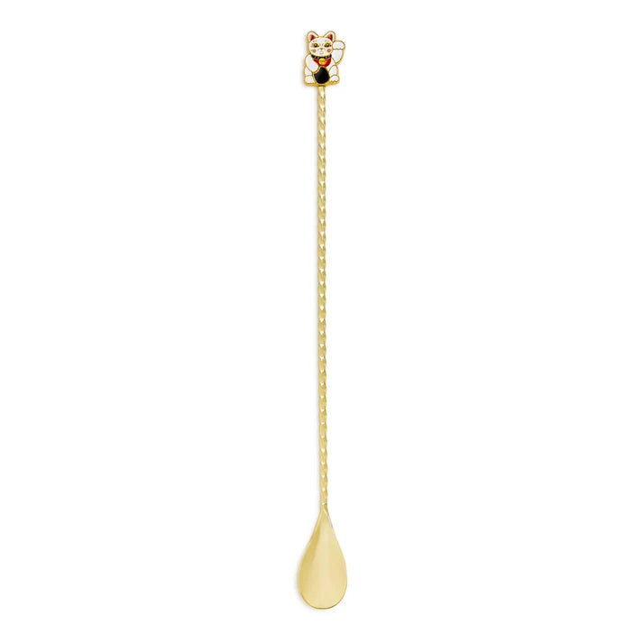 LUCKY CAT BARSPOON GOLD-PLATED / 29.5cm Cocktail Kingdon.