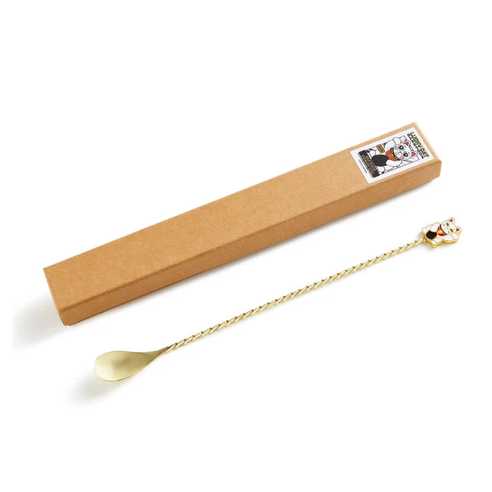 LUCKY CAT BARSPOON GOLD-PLATED / 29.5cm Cocktail Kingdon.